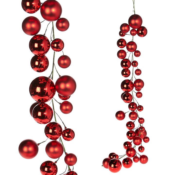 4 FT Red Matte & Shiny Ball Garland