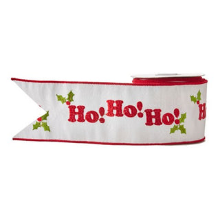 1.5 X 10 YD White, Red, & Green Ho-Ho-Ho Ribbon Set Of 3