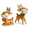 9.5" Whimsical Decorated Reindeer Assorted Set Of 2