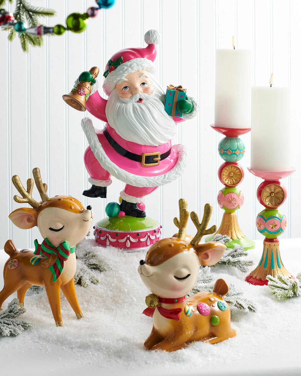 9.5" Whimsical Decorated Reindeer Assorted Set of 2