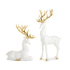 15" White Deer with Gold Antlers Set of 2