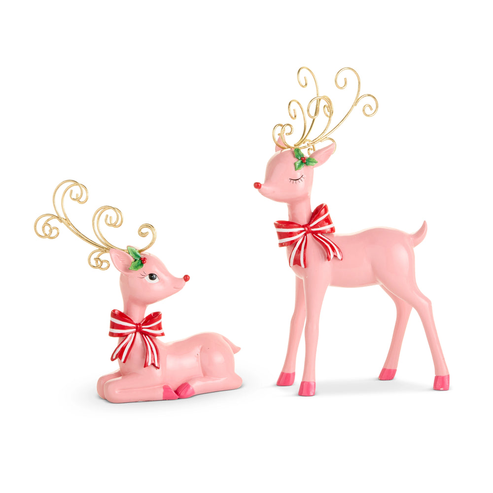 10.5" Pink Jingle Deer Set Of 2