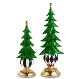 13" - 17" Christmas Tree on Ball Pedestal Assorted Set Of 2
