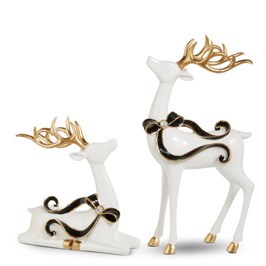 15.5" Jeweled Bow Deer Set of 2