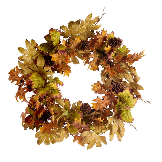 30" Fall Oak Leaf & Pinecone Wreath
