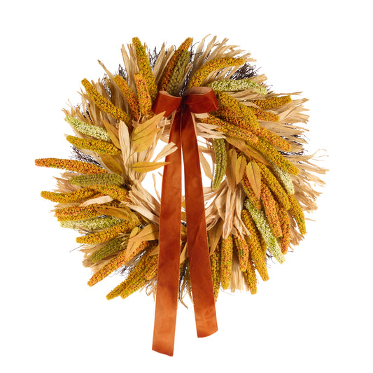 24" Fall Astilbe Wreath With Bow