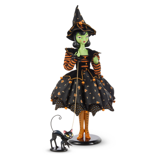 36" Green Witch Fashionista with Cat