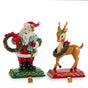 11" Santa and Deer Stocking Holder Assorted Set of 2