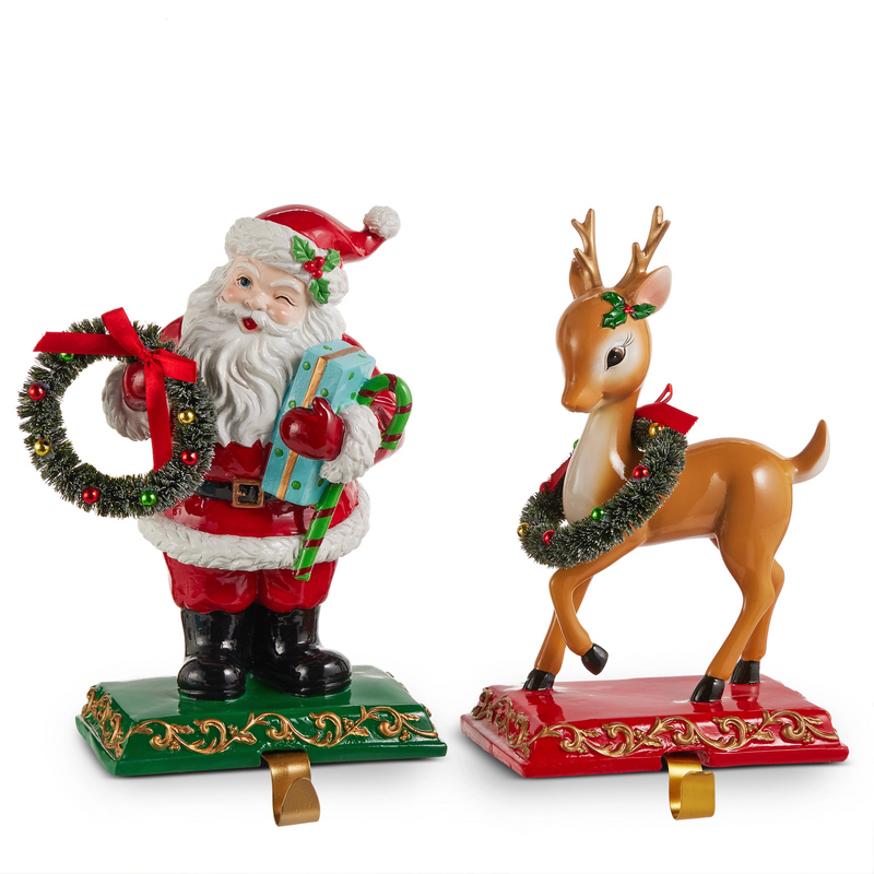 Soporte para Calcetín de Navidad de Papá Noel y Ciervo de 11", Juego Surtido de 2