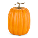 Orange pumpkin with a stem on a white background
