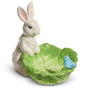 9" Green Cabbage Bowl With Bunny & Bird
