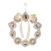 10" Pearl Jeweled Wreath With Bow Ornament Set Of 2