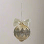 4" Ivory Jeweled Ornament With Bow Set Of 2