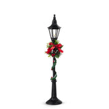 Farol negro iluminado de 18,5" con guirnalda, a pilas