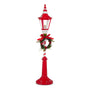 21" Lighted Red & White Lamp Post With Wreath Battery Operated