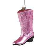 Juego de 2 adornos de botas de vaquero brillantes rosas de 5"