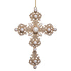 Set de 6 ornamentos de cruz de perlas con purpurina de 7"