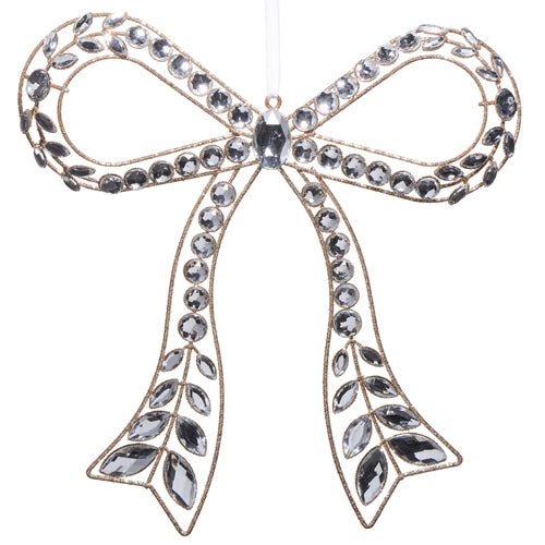 Set de 2 adornos de lazo con joyas transparentes de 11"