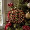7" Red Jeweled Ball Ornament Set Of 2