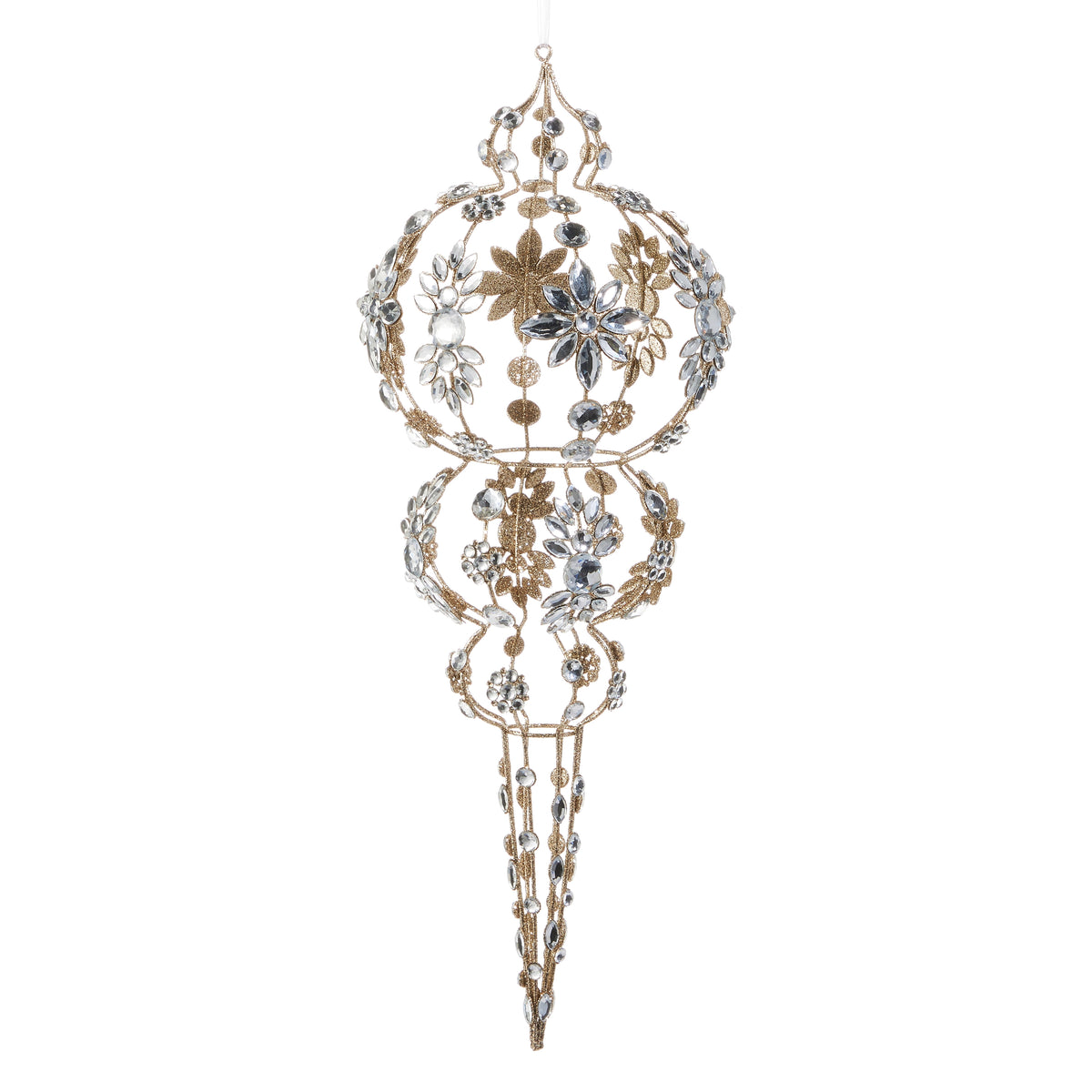 19" Champagne Jeweled Finial Ornament