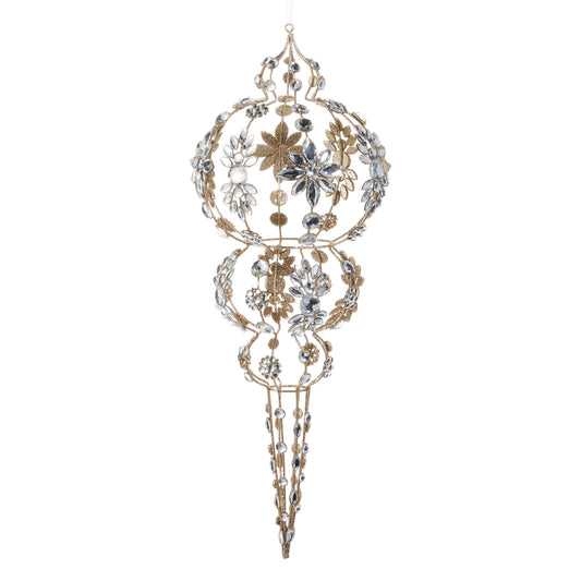 19" Champagne Jeweled Finial Ornament