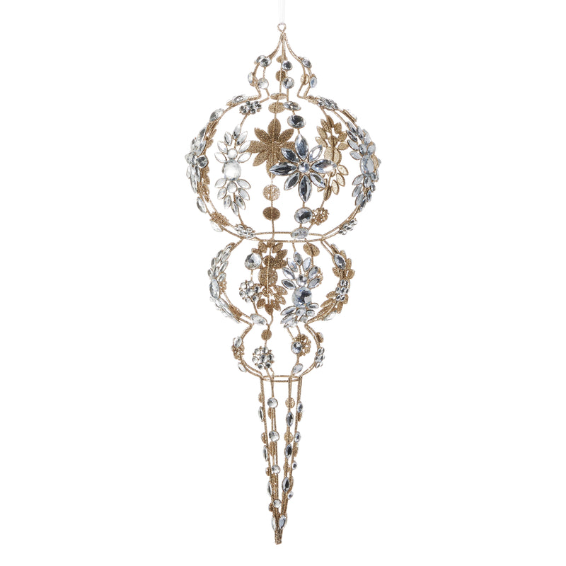 19" Champagne Jeweled Finial Ornament