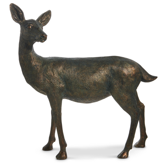 3 FT Bronze Standing Doe Statue
