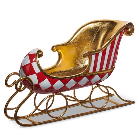15" Red White Gold Pattern Sleigh