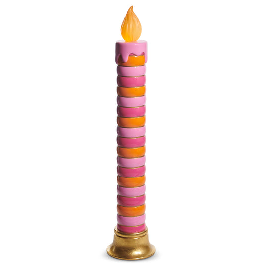 3 FT Pink Striped Candle Battery Operated