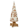 16" Gold & White Pearl Embellished Cone Tree