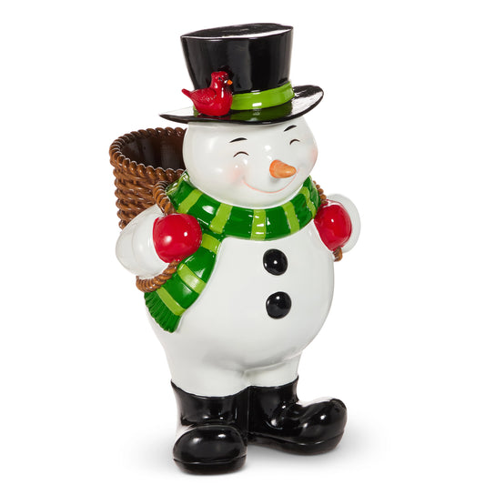 20" Snowman With Woven Basket