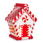 16" Lighted Red & White Peppermint Gingerbread House