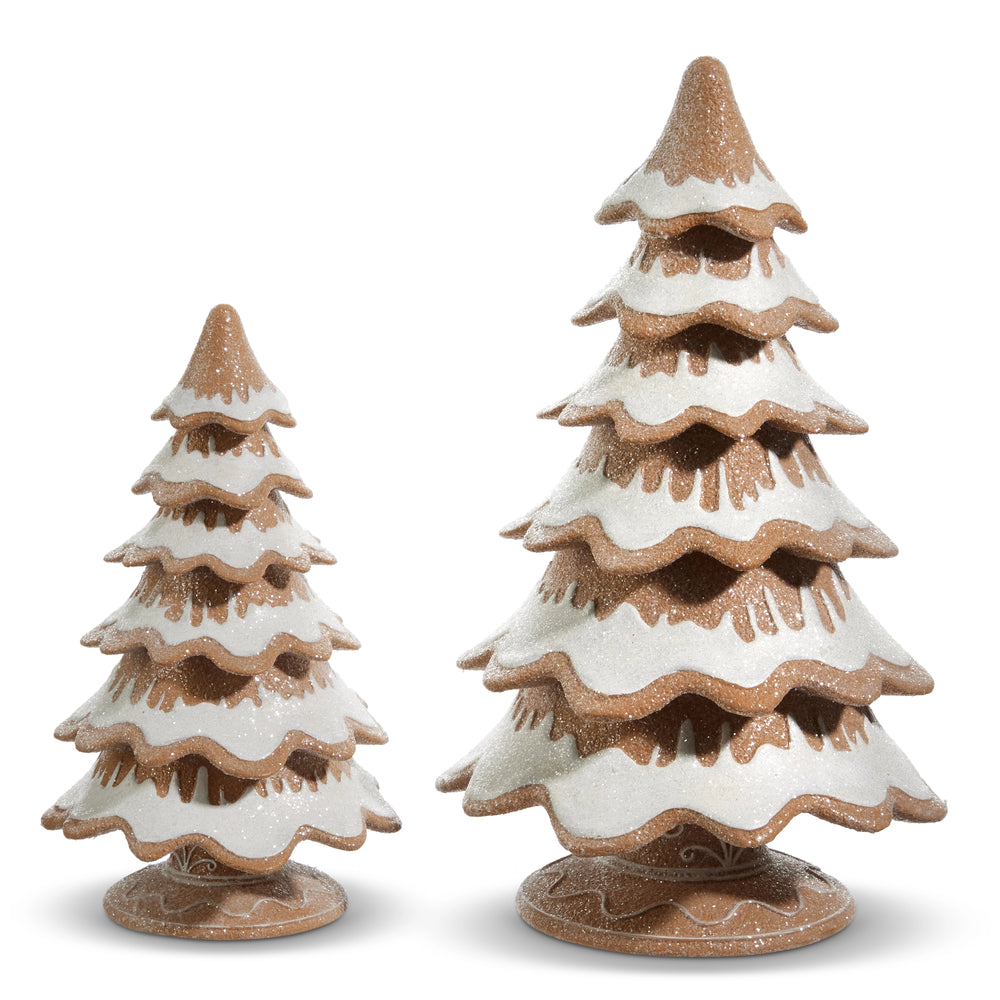 10" - 14" Glittered Gingerbread Tree Set Of 2