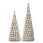 12" - 15"  Ivory Pearl Cone Tree Set Of 2