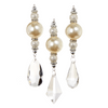 Pair of pearl and crystal drop earrings on a white background