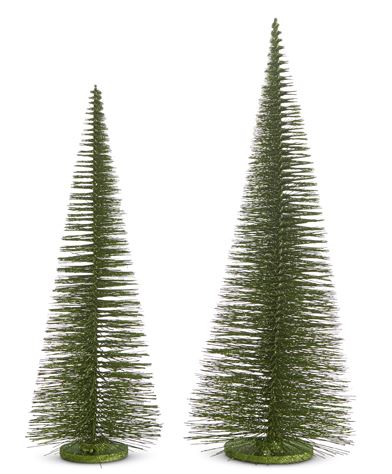 39" Green Bottle Brush Trees Set Of 2