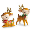 9.5" Whimsical Decorated Reindeer Assorted Set Of 2