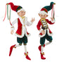30" Posable Traditional Jester Elf Assorted Set Of 2