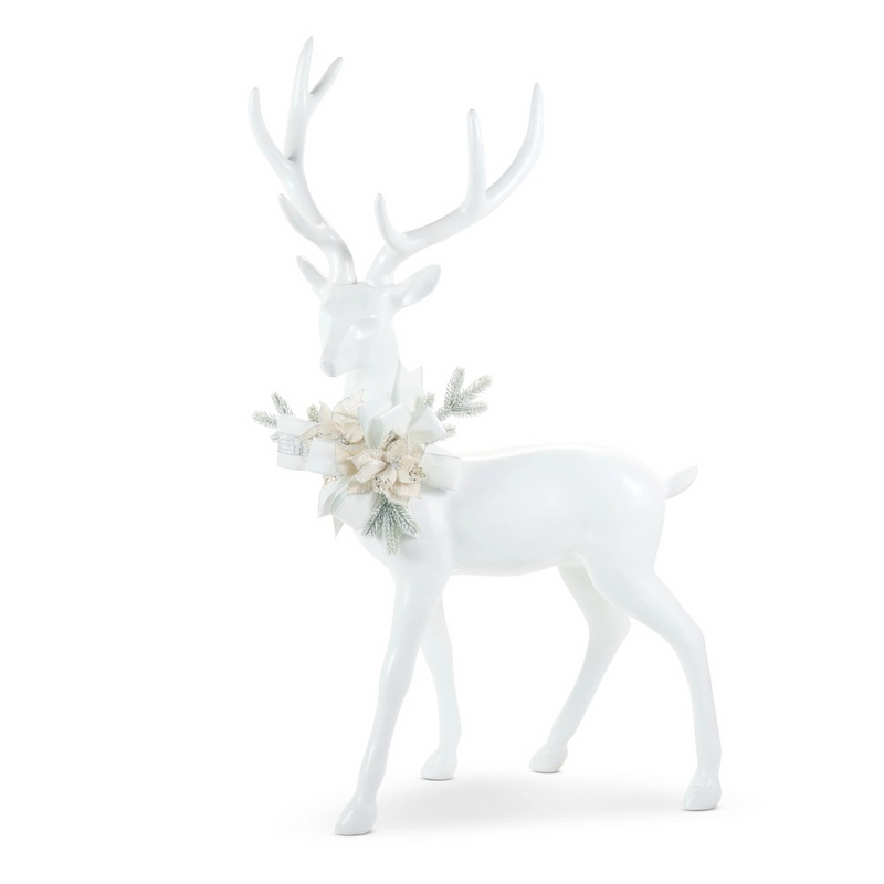 3.5 FT White Standing Deer with Bow