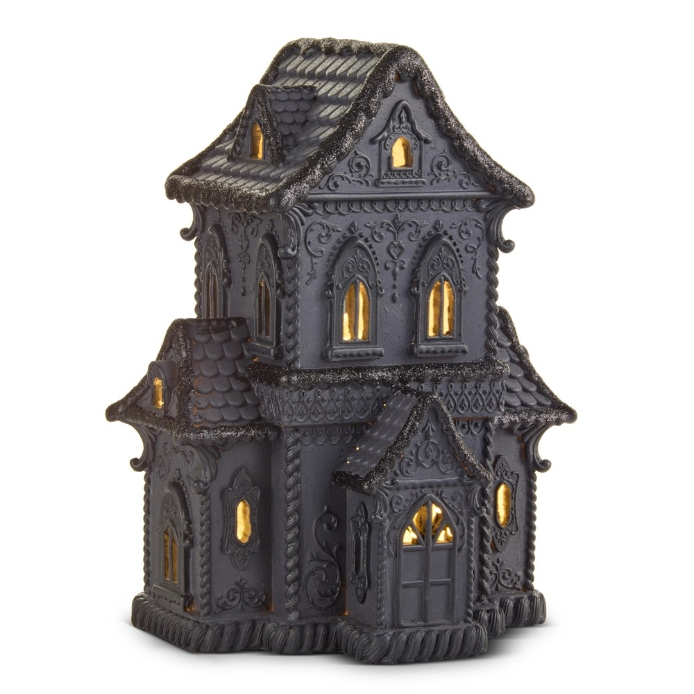 14.5" Lighted Black Haunted Gingerbread House Battery Operated