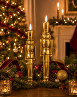 10" - 12" Gold Nutcracker Candles Set Of 2 Battery Operated