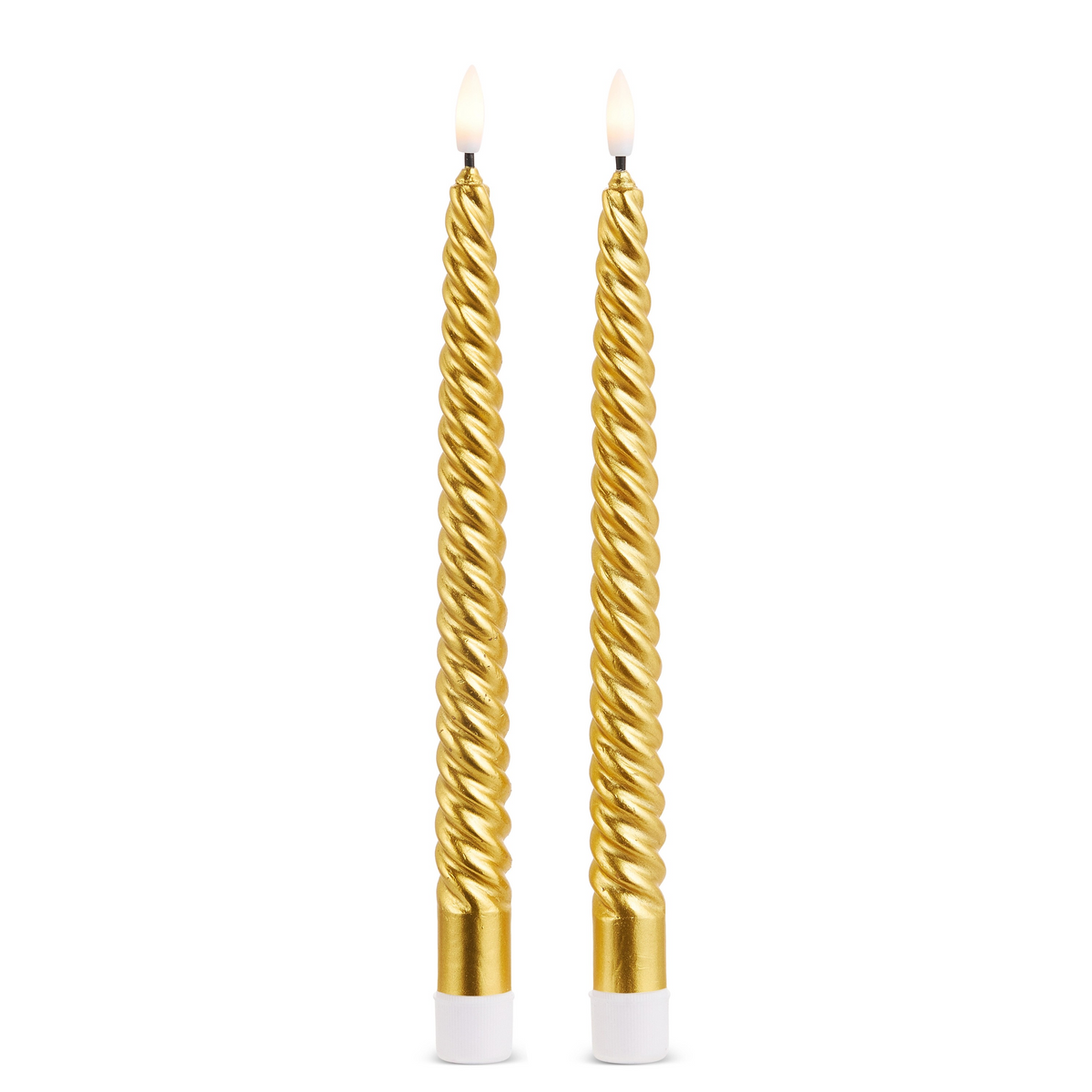 11" Gold Twist Taper Candles Set Of 2 Battery Operated
