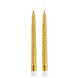 11" Gold Twist Taper Candles Set Of 2 Battery Operated