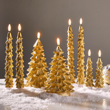 11" Gold Tree Taper Candle Set Of 2 Battery Operated