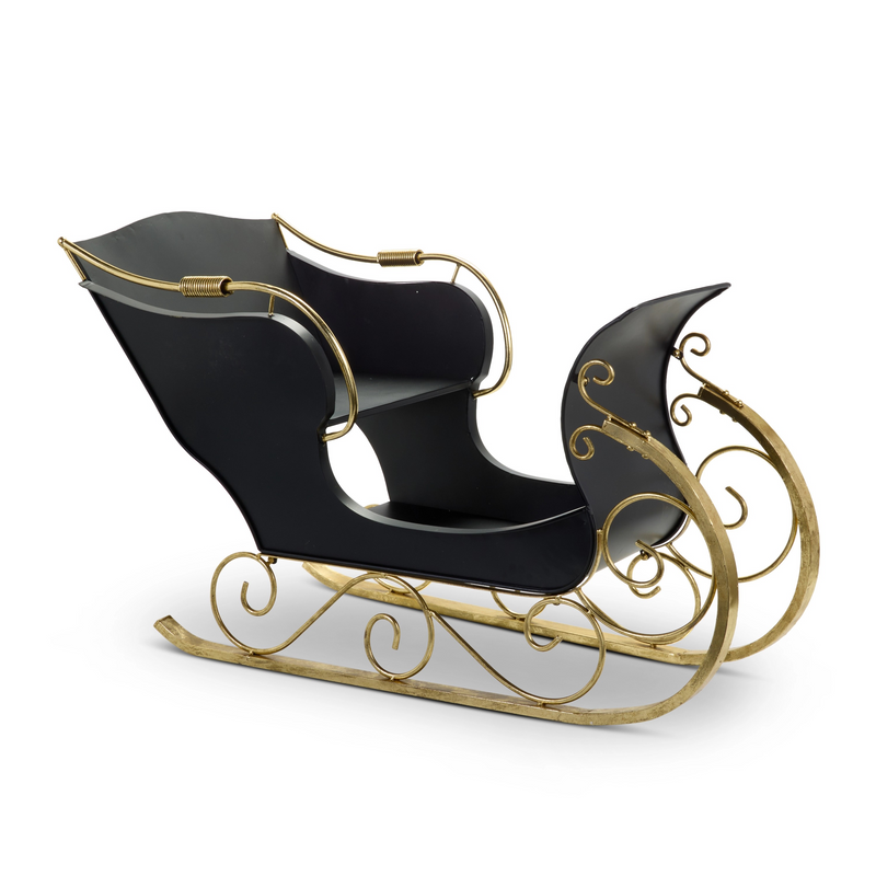 Black and gold sleigh on a white background