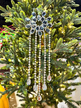 16.5" Silver Snowflake Jewel Drop Ornament Set of 2