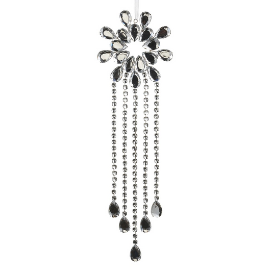 16.5" Silver Snowflake Jewel Drop Ornament Set of 2