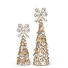 12" - 17" Gold Glitter Jeweled Cone Tree With Bow Set Of 2