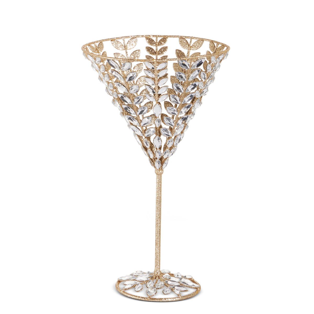 15" Gold Glitter Jeweled Champagne Glass