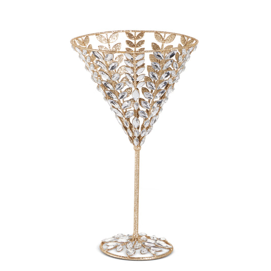 15" Gold Glitter Jeweled Champagne Glass